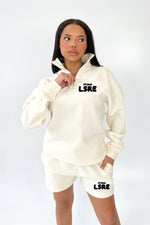 Studio Leisure bubble ecru printed premium 3/4 zip sweater